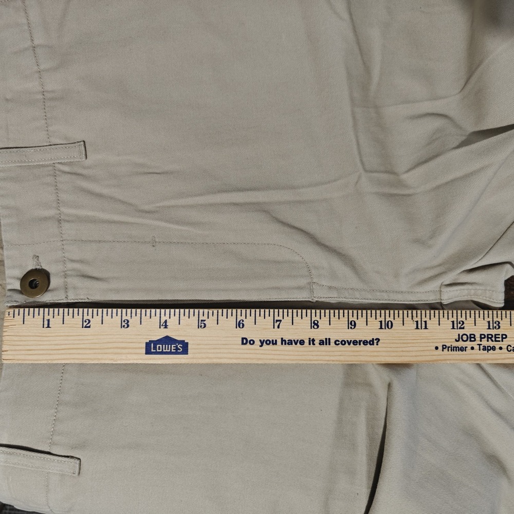 Perry Ellis Men's Khaki Pants Flat Front Beige Cotton Twill Size 38 x 32 NEW - Picture 4 of 11